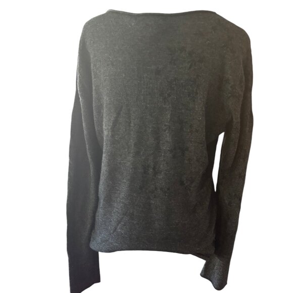 HORNY TOAD Women's LambswoolAngora/Cashmere (L) Crewneck Sweater leaf design - Picture 4 of 9